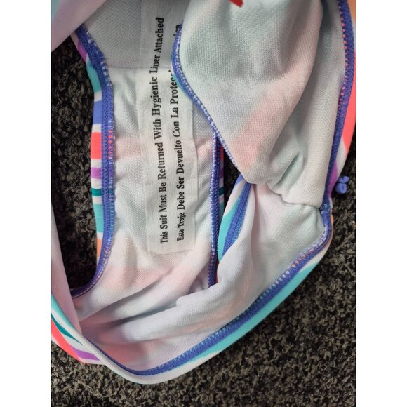 Girls Cat & Jack Striped Bikini Set With Side Tie Bottoms & One-Shoulder Top Mul - Picture 10 of 10